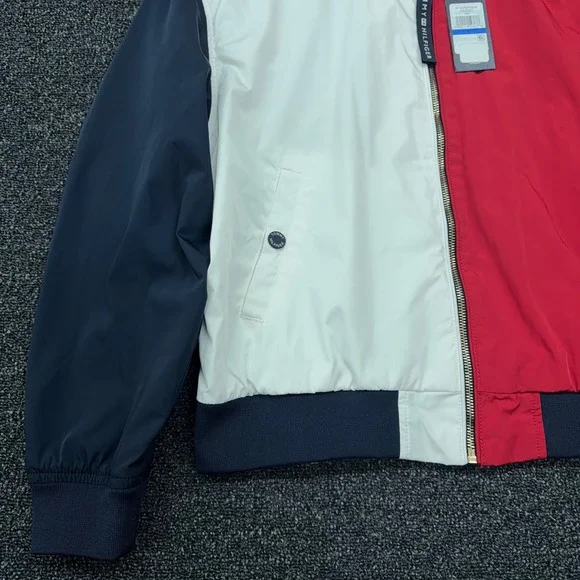 Tommy Hilfiger Mens Colorblock Bomber Jacket Red White Navy J9AJ0451 XL NWT